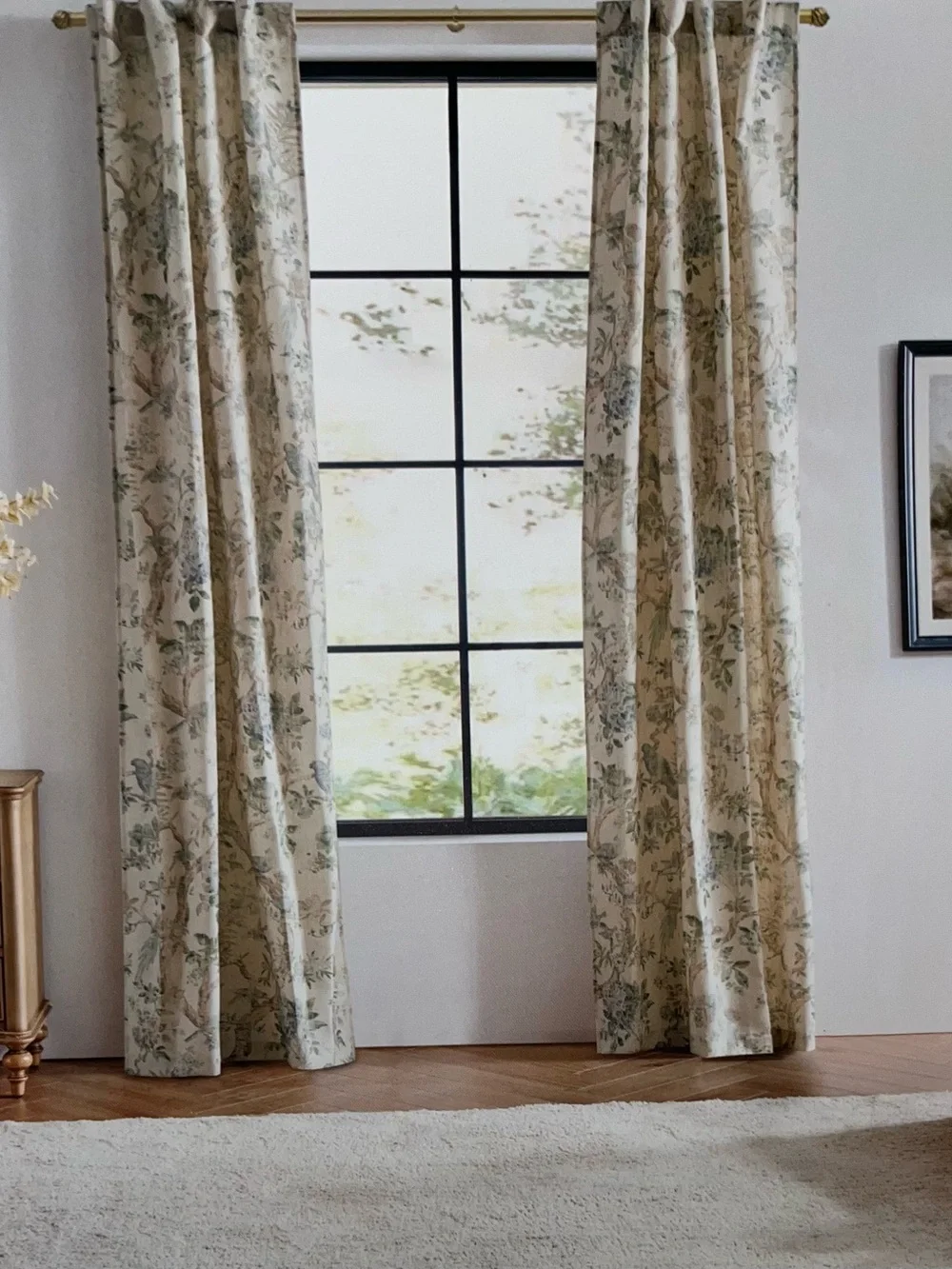 1-NWT CALLISTO HOME LINEN BLEND FLORAL  CURTAINS SET OF 2 PANELS SIZE 38”x 96”